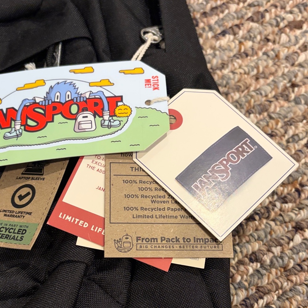 JanSport Classic Black Backpack Superbreak Plus - Picture 2 of 5